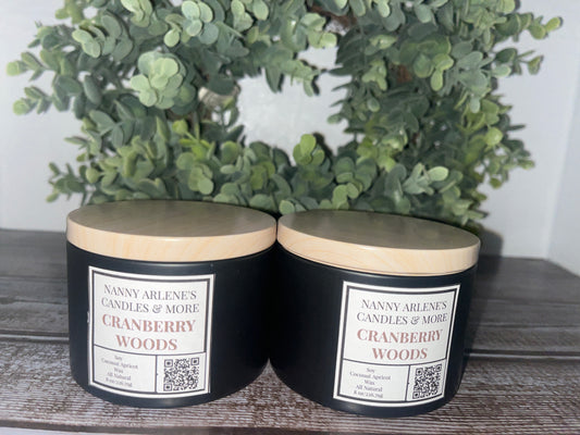 8 oz Cranberry Woods Soy Coconut Apricot Wax Candle