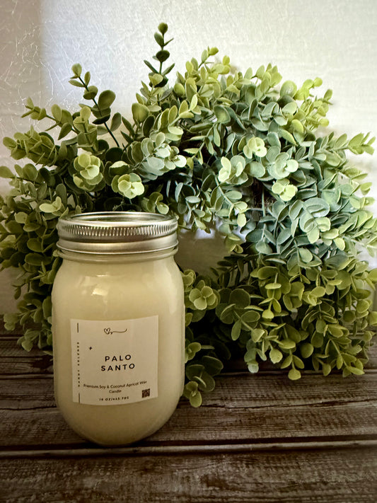 16 oz Palo Santo soy coconut apricot wax candle