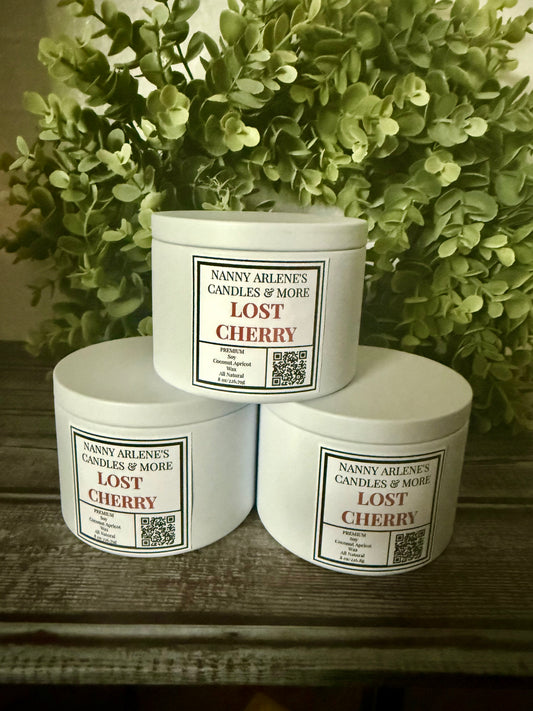 8 oz Lost Cherry version soy coconut apricot wax candle