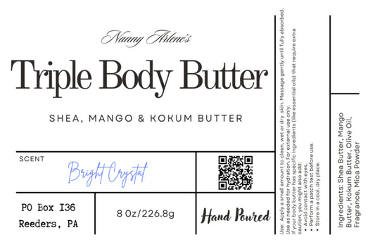 Shimmer Triple Butter Body Butter scented in the dupe of Bright Crystal