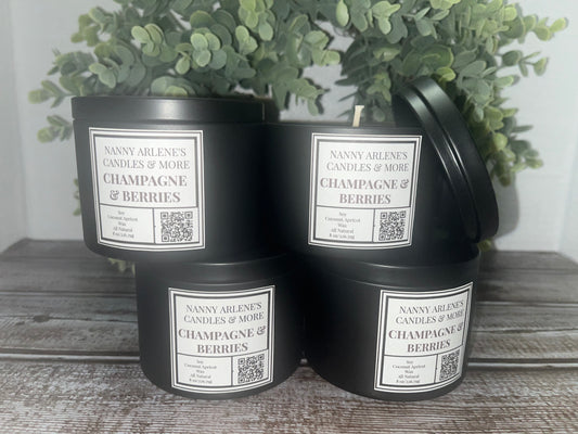 8 oz Champagne & Berries soy coconut apricot wax candle