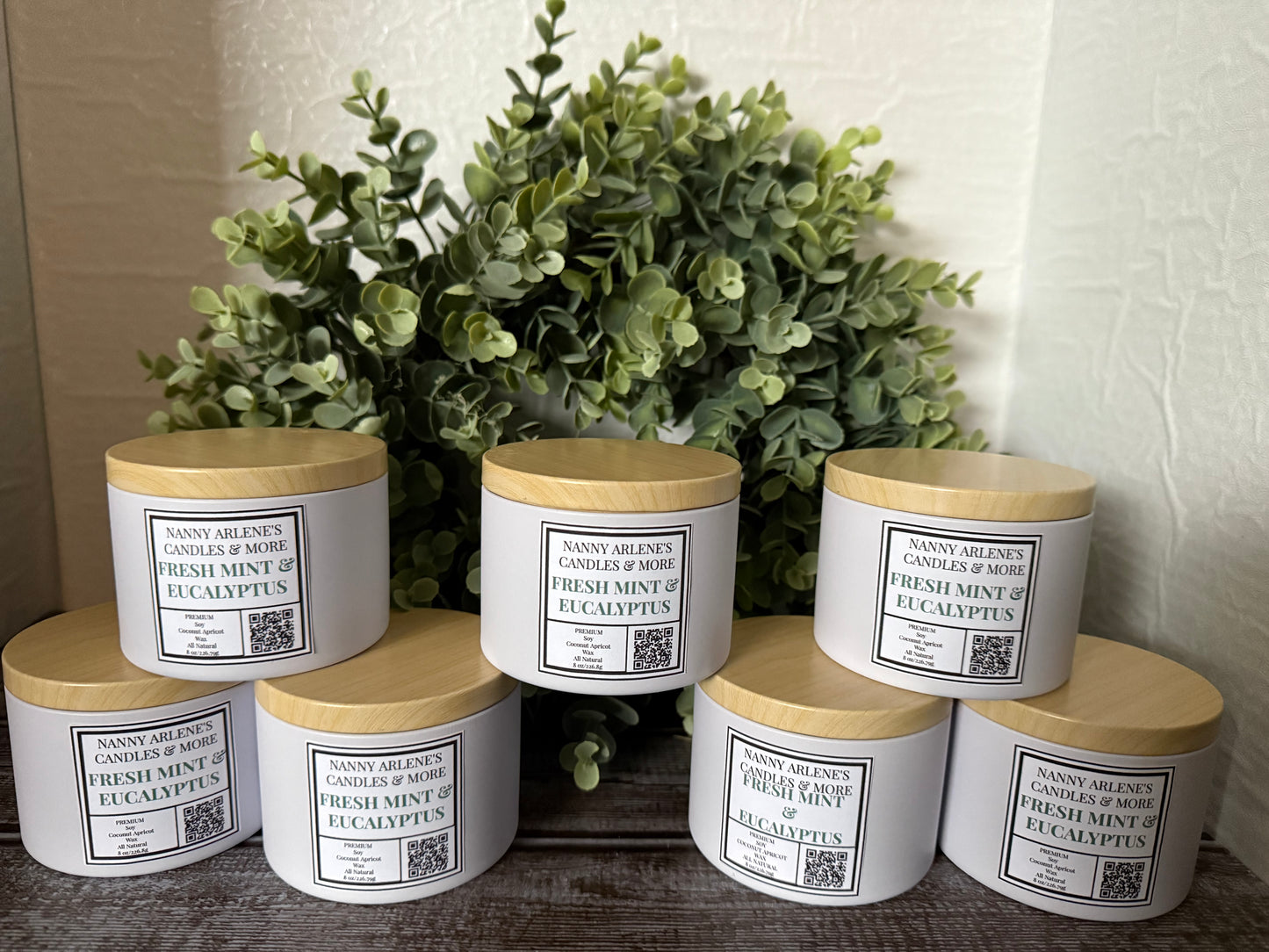 8 oz Fresh Mint & Eucalyptus soy coconut apricot wax candle