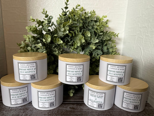 8 oz Fresh Mint & Eucalyptus soy coconut apricot wax candle