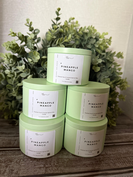 8 oz Pineapple and Mango soy and coconut apricot wax candle