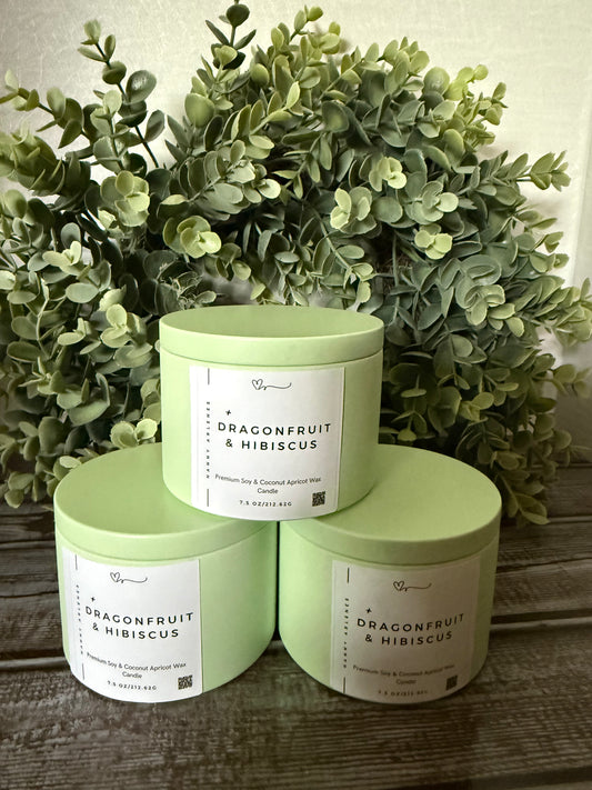 8 oz Dragonfruit and Hibiscus soy and coconut apricot wax candle