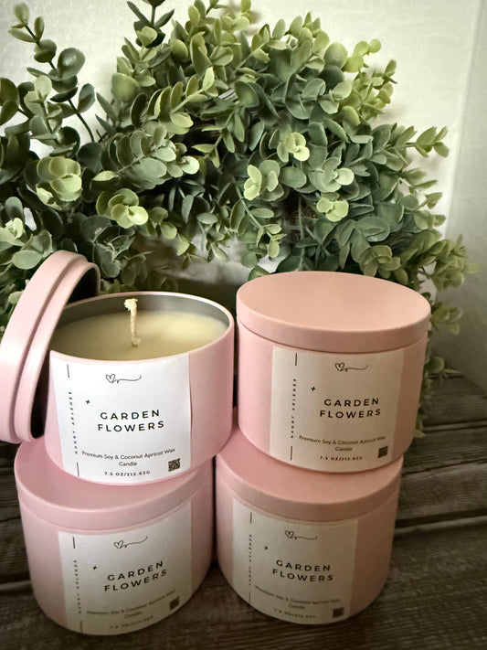 8 oz Garden Flowers soy and coconut apricot wax candle