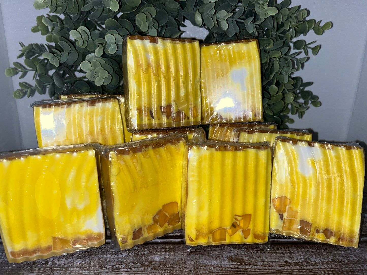 Large Bar- Shea and Mango Limoncello Cream Soap with African Black soap embeds scented in Mahogany Coconut