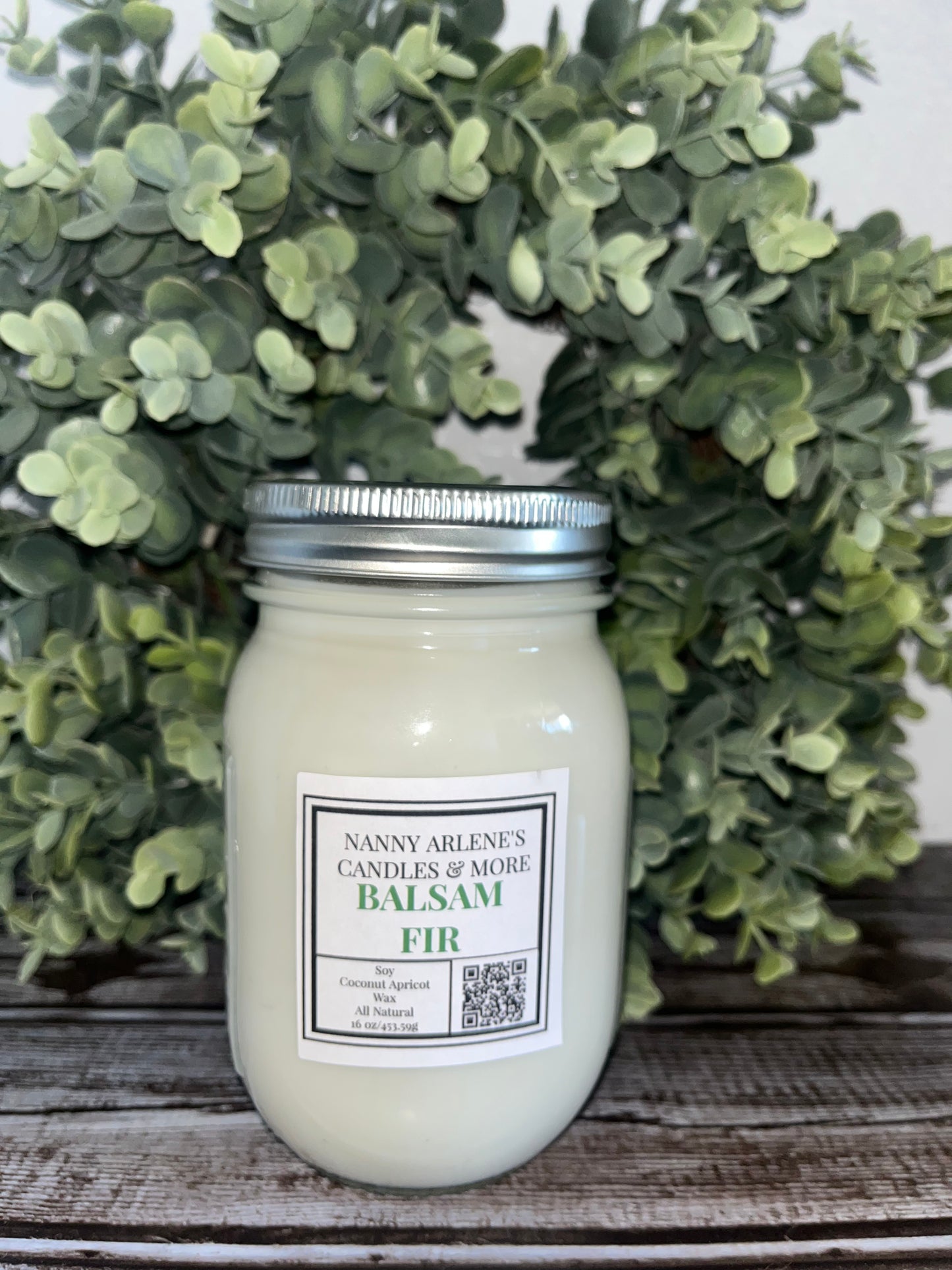 16 oz Balsam Fir Soy Coconut Apricot wax candle