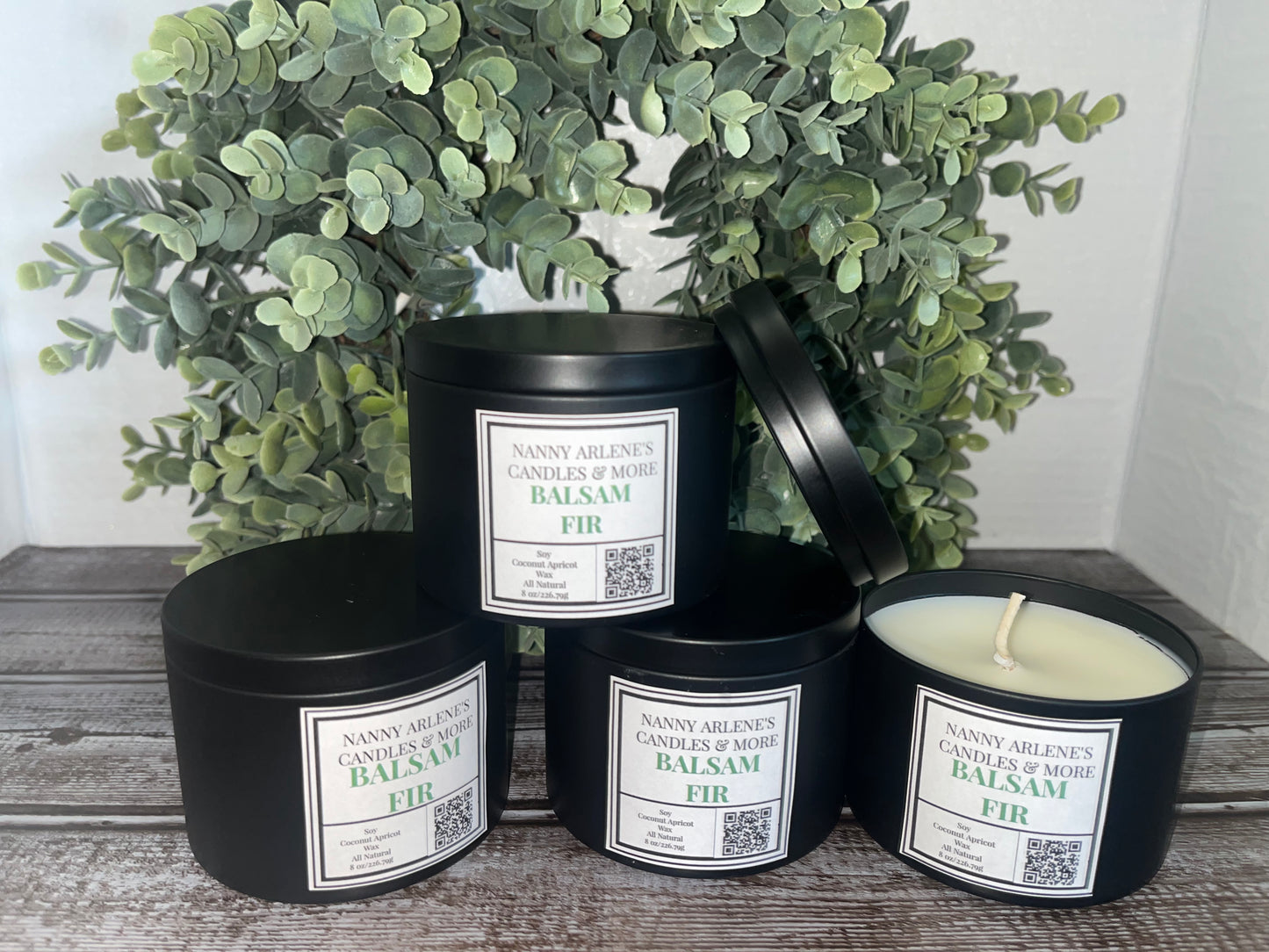 8 oz Balsam Fir soy coconut apricot wax candle